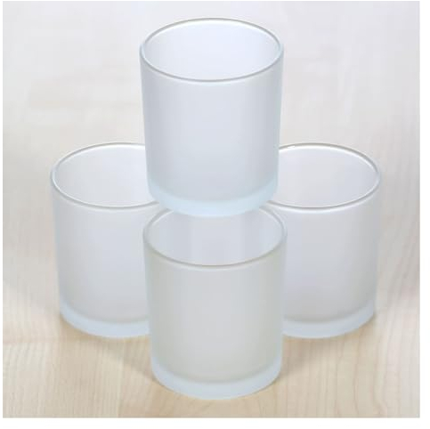 Bütic GmbH Bougeoir pour bougies chauffe-plat en verre, Ø 70 mm, verre dépoli, Verre, Lot de 4