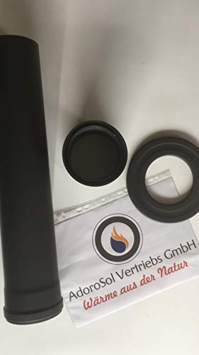 AdoroSol Vertbriebs GmbH Pelletrohrset 3-teilig schwarz Pelletset Pellet Set 100 mm Pelletofen Anschluss-Set