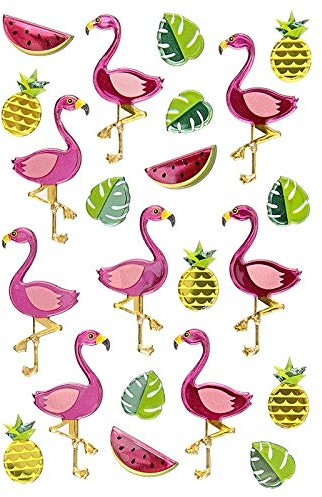 Ideen mit Herz Sticker | Aufkleber | Abziehbilder | Stickerbögen mit diversen Motiven | Bogengröße 15 x 10 cm (Flamingos)