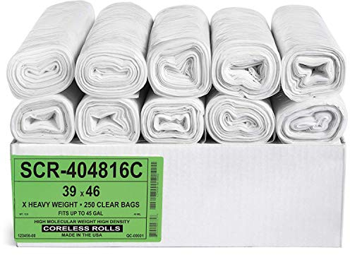 Aluf Plastics Lot de 1000 sacs poubelle transparents pour salle de bain, bureau, industriel, commercial