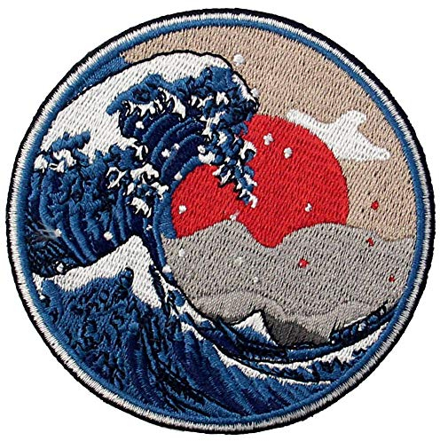 Great Wave Off Kanagawa-Aufnäher, bestickt, zum Aufbügeln oder Aufnähen.
