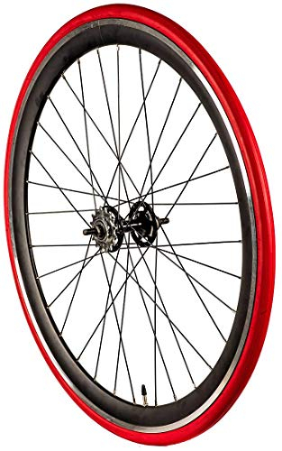Redondo 28 Zoll Hinterrad Singlespeed Fixie Laufrad Felge Schwarz Rot + Reifen