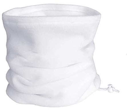 Geminimall Unisex Multifunctional Elastic Tube Scarf Face Cover Snood Polar Fleece Neck Warmer Scarf Neck Gaiter for Outdoors Work Sport Ski Wear Mask Beanies White