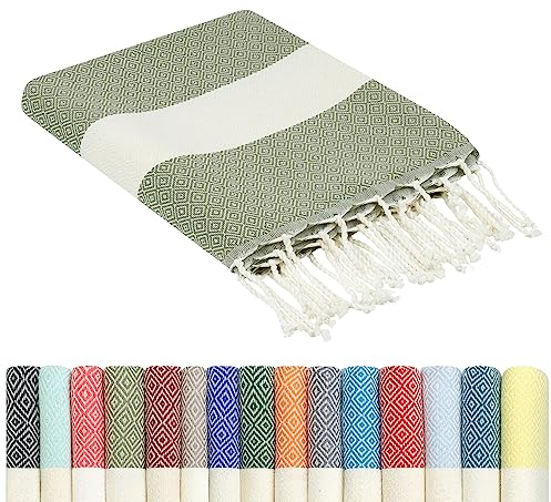 furora Holiday Strandtuch groß 100x200 cm: Baumwolle, leicht lang dünn kompakt | Fouta Strandhandtuch XXL, Hamamtuch Saunatuch | Damen & Herren Badetuch Stranddecke Picknickdecke - Urlaub Must Haves