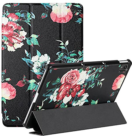 MadBee Tablet Coque pour Lenovo Tab P11/J606F, PU Cuir Flip Housse Étui Support Coque de Tablet, Léger Housse Tablette Cover [Sommeil/Réveil Automatique] (Fleur)