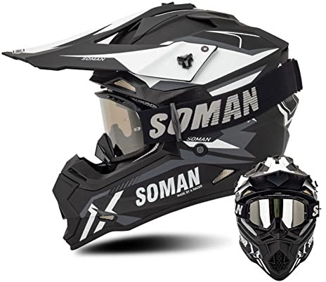 Integralhelm Motocross Crash-Geländehelm Roller Dirt Bikes Backflip DH Motorradhelm MX ATV MTB Downhill Racing Helm mit Brille ECE zertifiziert (C,M(57-58))