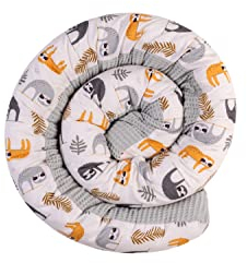 ULLENBOOM ® Baby Kuschelschlange 300x13 cm Grau-Faultiere (Made in EU) - Kuschelschnecke in vielen Farben und Größen, Bezug: 100% OEKO TEX Baumwolle, Nackenrolle