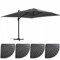 Oviala Parasol déporté 3x4m et 4 Dalles lestées Aluminium Gris Anthracite