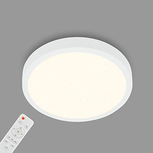 BRILONER - LED Deckenlampe mit Fernbedienung, Sternenhimmel, einstellbar von warmweiß bis kaltweiß, LED Lampe, Deckenleuchte, Wohnzimmerlampe, Schlafzimmerlampe, Küchenlampe, 38x5 cm, Weiß