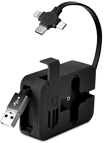 Multi 3-in-1 Charging Cable,three in One Charging Cable Roll Retractable Charging Cable Carry on Phone Holder/Charger 4 in 1, Multi Charger Cable for Laptop Tablet Mobile Phone