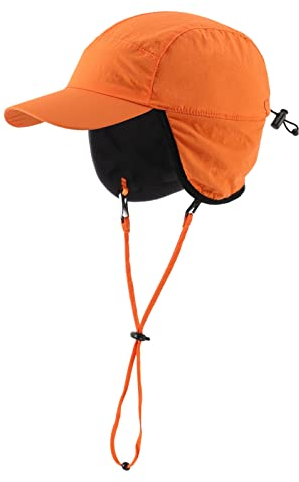 Magracy Outdoor-Baseballkappe für Herren, wasserdicht, Wintermütze mit Ohrenklappen, Orange, L
