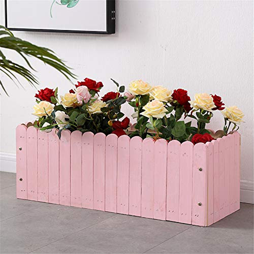 Hochbeet, rechteckiger hölzerner Kräuteranbaukastenhalter mit Drainageloch, für Garten Nursery,Rosa,80x30x30cm