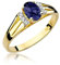Damen Ring 585 14k Gold Gelbgold echt Saphir Edelstein Diamanten Brillanten