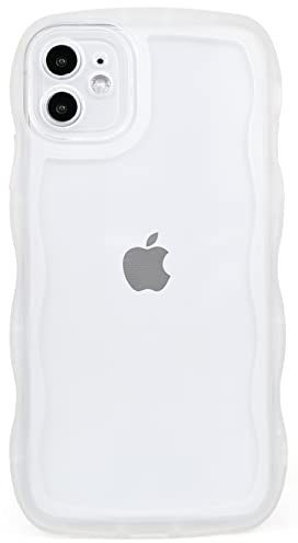 SKYLMW Compatible with iPhone 11 Pro Case 5.8 2019, Cute Kawaii Curly Wave Frame Shape Soft Silicone Shockproof Protective Phone Cover for Women Girls, Clear