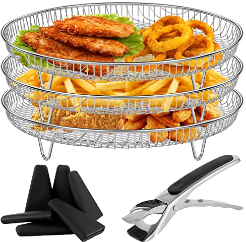 Grusce Plat de 5 pièces de friteuse à air avec rack de déshydrateurs à froid à air en acier inoxydable avec clip accessoires pour réfrigérateur pour réfrigérateurs pour réfrigérateurs réduits