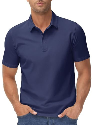 TACVASEN Herren Poloshirts Kurzarm mit Kragen Baumwolle Schnelltrocknend Atmungsaktiv Polo Tennis Sommer T-Shirt Regular Fit Wandern Arbeit Marineblau, XXL