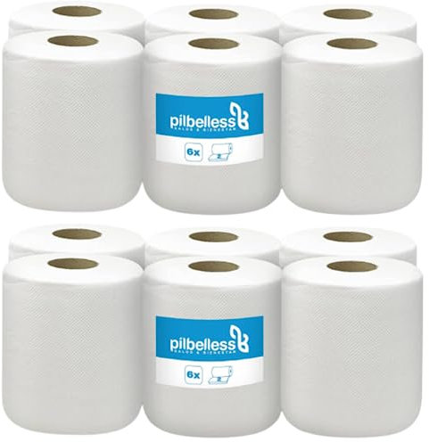 Lot de 12 rouleaux de papier essuie-tout 5400 feuilles 100 m/rouleau | Papier essuie main blanche pure ouate | Usage professionnel haute résistance et grande absorption