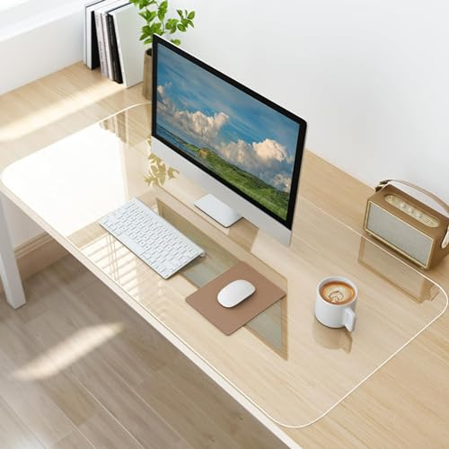 Fysaran Clear Desk Pad, PVC, 80*40cm, Non-Slip, Waterproof, Heat Resistant, Round Edges, Anti-Slip, Clear View, Easy to Clean, Perfect for Home and Office