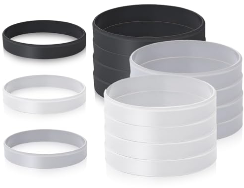KAPSING 12 pièces bracelets en silicone, bracelets en silicone 3 couleurs, bracelet en caoutchouc, pour sport/fête/homme/femme/enfant (noir, blanc et gris)