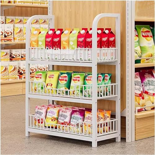 Snack-Regal im Supermarkt 3/4/5 Ebene Supermarkt-Regal mit Haken, Großer Einzelhandel Display-Regal Ständer Metalldraht Snack-Süßigkeiten-Display, hängend Imbiss Obst Gemüse Organizer-Korb(3 Tier 89x2