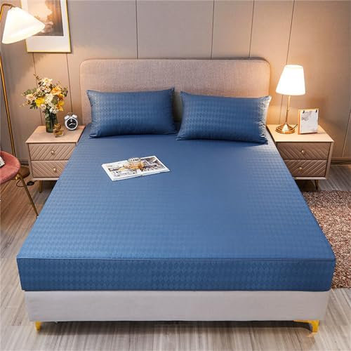 Morbuy Coprimaterasso Impermeabile Matrimoniale Traspirante con Cerniera Microfibra Extra-Morbida e Biestensibile Coprimaterasso (Una Piazza e Mezza (120X200cm+10),Blu)