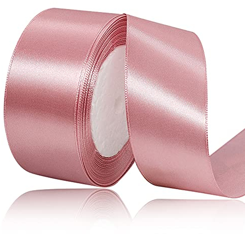 Roségold Satinbands 40mm Breit, 22 Meters Schleifenband, Geschenkband für Geschenkverpackungen, DIY Handwerk, Blumensträuße, Nähprojekte, Schleifenherstellung, Geburtstags- und Hochzeitsdekorationen