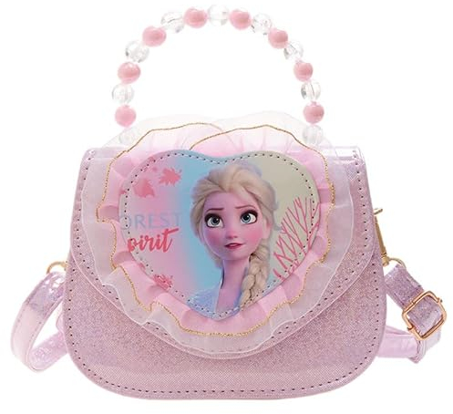 Gefrorene Umhängetasche, eiskönigin schultertasche, frozen schultertasche, Kinderhandtasche, Eiskönigin Kinder Umhängetasche, für Mädchen zum Ausgehen oder Reisen, Cartoon Schulter-Tasche(Rosa)