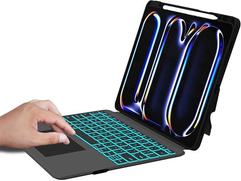 for 2024 iPad Pro 13-inch (M4) Case with Keyboard - 7 Color Backlit Detachable Tablet Keyboard Cover with Touchpad - 13 iPad Pro (M4,2024) Magnetic Keyboard Case with Pen Holder & Kickstand Black