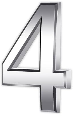 Door Numbers, 3 Inches 3D House/Mailbox Numbers Waterproof Address Numbers Self Adhesive Stickers for House Mailbox Apartment Hotel Courtyard Cafe Silver (Silver, 4)