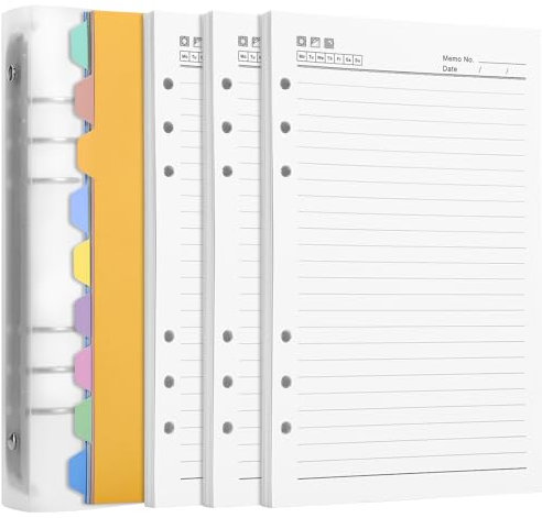 Kesote Ringbuch A5 Nachfüllbar Notizbuch Liniert 150 Blätter Budgetplaner mit Register Tagebuch Binder 6 Löcher Ringbuch (300 Seiten)