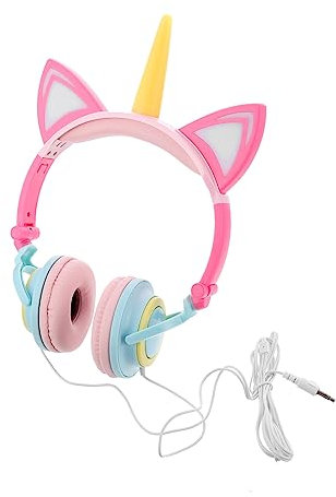 KONTONTY Glowing Unicorn Headphones over Ear Headset Creative Headphones Volume Control for Boys and Girls Boys Girls