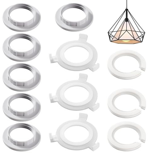 Lyeteung 12 Stücke Lampenschirm Adapter Ringe Set, E27 zu E14 Lampenschirm Ring Konverter, E14 Schraub Ring Lampenschirm, für Nachttischlampe Tisch Schreibtisch Stehlampe