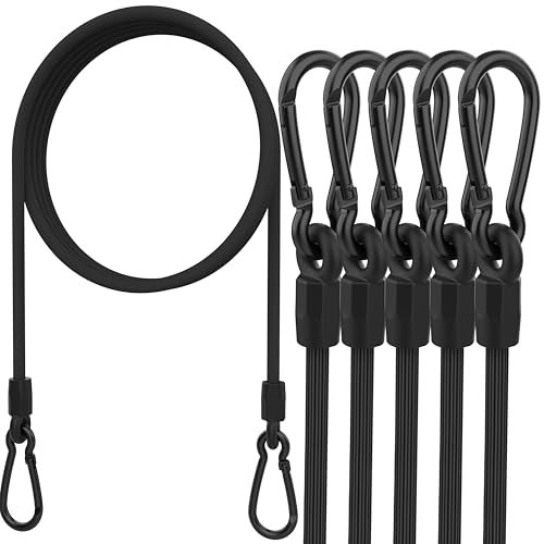 Spanngummi mit Karabiner, 120cm Upgrade Expander mit Karabiner 6 Stück, 100% Latex Schwarz Spannseil Stark und Elastisch Gepäckspanner für Transportsicherung, Abdeckplane, Fahrrad, Auto, Ladung