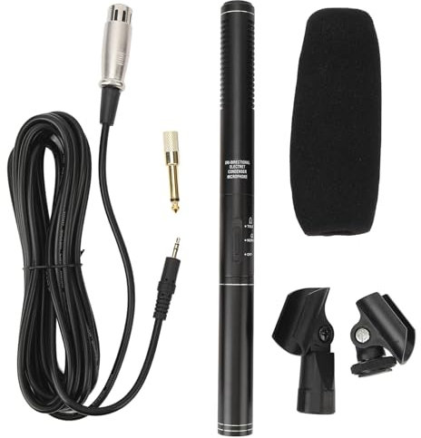 Agatige XLR Shotgun Microphone, Professional Cardioid Mini Shotgun Condenser Mic Television News Reporter Interview Microphone for Video Camera Recording Film Interview DSLR Camera