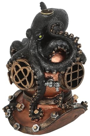 Something Different Kraken & Diver Helmet Backflow Incense Burner (One Size) (Black/Golden Brown/Chrome)