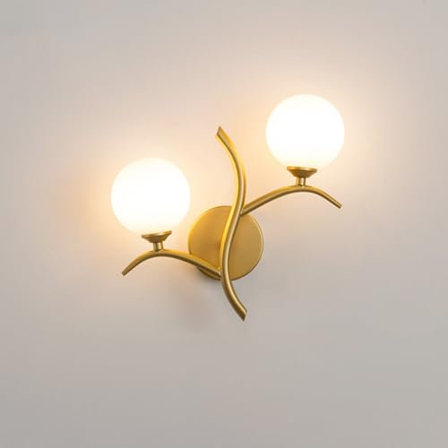 HMASNSEIY Aplique de Pared con Bola de Cristal, lámpara de Pared de latón Antiguo, luz de Pared de tocador Dorada de Mediados de Siglo para Sala de Estar, baño, Dormitorio, Pasillo -A (B)