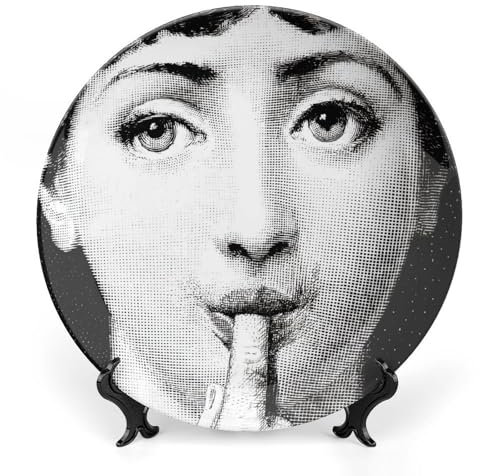 Fgjkt Piatto Lina Cavalieri, Piatto Decorativo da Parete, Decorazione da Appendere alla Parete con Piastra Facciale Misteriosa, Staffa Inclusa E Gancio A Molla Speciale,style-17,8inch