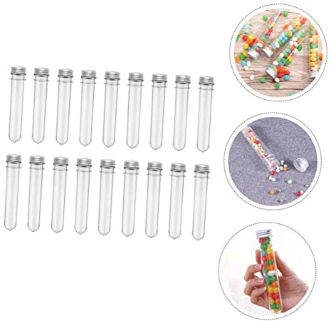 Gatuida 18 Stücke Kunststoff Reagenzglas Flaschen 40ml Transparente Aufbewahrungsbehälter Zylindrische Bonbonröhren Für Kosmetik Labor Reisen