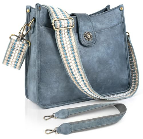 VIMUTI Handtasche Damen Mittelgroß Umhängetasche schwarz Crossbody Bag mit Breiter Gurt Schultertasche Hobo Bag veganem Leder Tasche 2 Schulterriemen Kartenschlitz Reisetasche