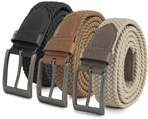 Redbridge Elastischer Flechtgürtel 3er Set mit Metallschließe – Flexibler Stoffgürtel im 3er-Set