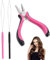3Pcs Professional Nano Hair Extension Tools,Hair Extension Pliers Kit Includes 1 Plier&2 Loop threaders,Nano Beads Hair Extensions Kit,Nano Bead Tool for Easy Hair Extension and Removal Tool