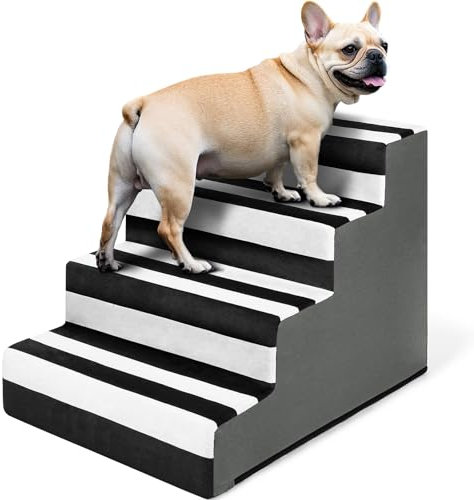 Pawk Hundetreppe Haustiertreppe, fürs mit abnehmbarem Bezug, 4 Stufen hochdichtem Schaumstoff für kleine Hunde und Katzen, rutschfeste Hunderampe mit Reißverschlussfunktion, 45 x 45 x 60 cm