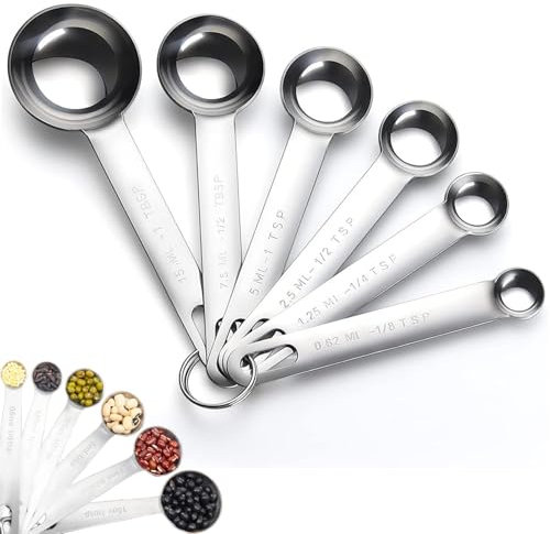 6er-Pack MesslöFfel Set,Edelstahl Measuring Spoons,Rund DosierlöFfel,GewüRze MesslöFfel Gramm,6 GrößEn LöFfelwaage,FüR Backwaren,GewüRze,Abmessen Von Trockenen Und FlüSsigen Zutaten