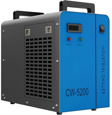OMTech 6L Industrial Water Chiller 0.68kW 10L/min Water Cooling System CW-5200 Water Cooler for 60W 70W 80W 90W 100W 120W 130W 150W CO2 Laser Engraving & Cutting Machines