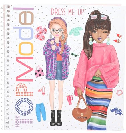 Depesche 13804 TOPModel Dress Me Up-Libro 24 páginas de Motivos de Modelos preimpresos para diseñar tú Mismo, Incl. 11 Hojas de Pegatinas, Multicolor, Normal