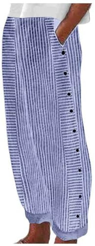 Haremshose Damen Baumwolle Lang Oversized Sport Sporthose Jogginghose Freizeit Elastische Taille Strandhose Leinenhosen 7/8 Lässige Mit Taschen Damenhosen
