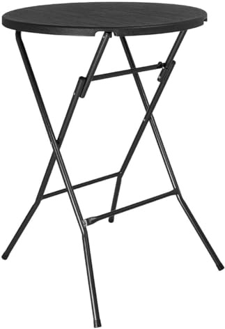 Bolero Folding HDPE Bar Table HZ892 Black Wood Design, 800mm, 800 mm | Folds completely flat for simple storage and quick transport, providing durable weather protection for outdoor catering.
