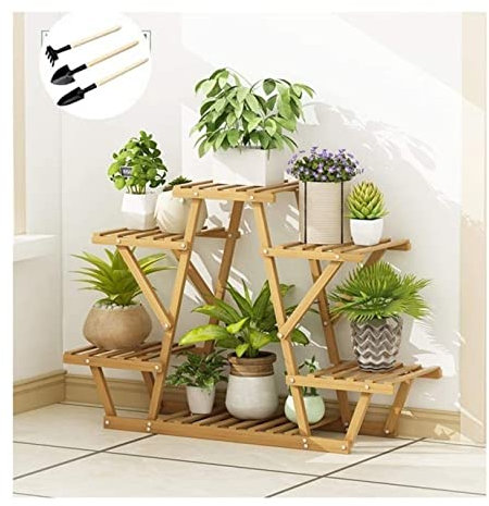 Pflanzenständer für den Innenbereich, Pflanzenständer, Bambus, gestuftes Pflanzenregal, Blumenständer für mehrere Pflanzen, Gartenpflanzenständer, Outdoor-Pflanzenregal (Farbe: A, Größe: 87 x 25 x 58