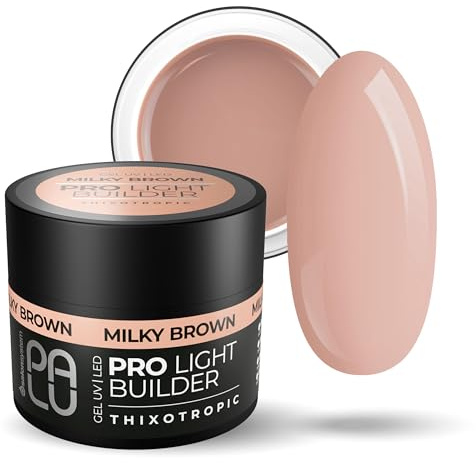 PALU - Aufbaugel für Gelnägel - Builder Gel - UV LED, Tixotrop, Selbstnivellierend, Mehrfunktional, Glänzend, Hart, ohne Feilen - für Nagelverlängerung & Skelettaufbau - 45g Milky Brown