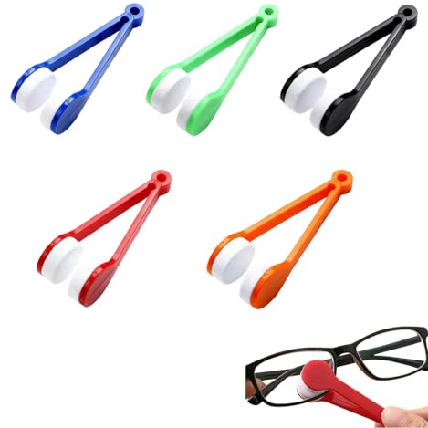 5 Stück Brillenreiniger,Mini Tragbare Brillenreiniger,Mikrofaser Reinigungsbürste,Brillenreiniger,Original Kratzer BrillenreinigungsgeräTGläser,für Sunglasses Kurzsichtige Brille